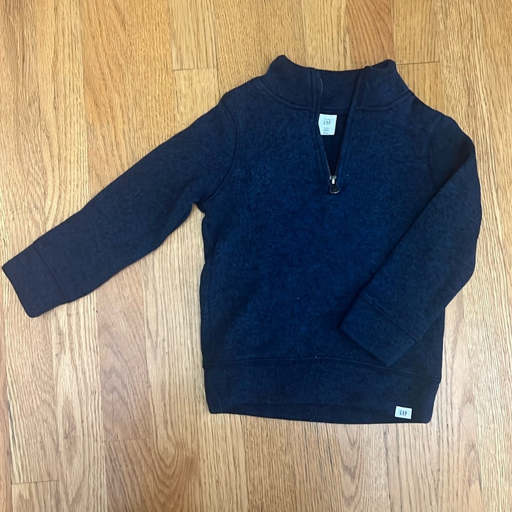 Gap Navy Heathered Quartered Zip Sweater